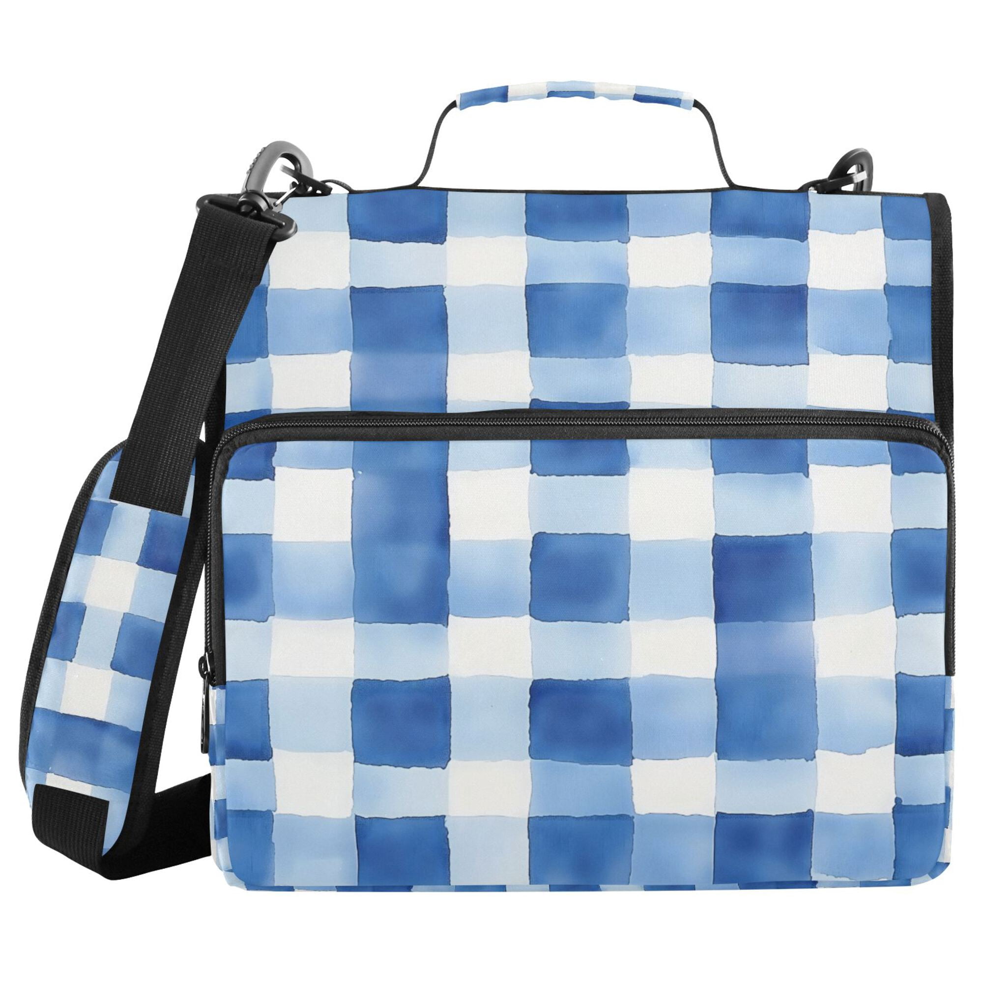 FORMRS Zipper Binder with Shoulder Strap 2-inch Ring 500 Sheet Capacity File Bag, Blue Plain