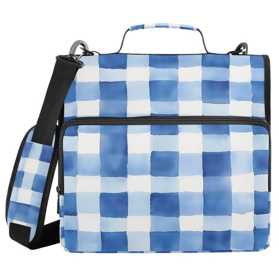 FORMRS Zipper Binder with Shoulder Strap 2-inch Ring 500 Sheet Capacity File Bag, Blue Plain