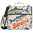 thumbnail image 1 of FORMRS Zipper Binder with Shoulder Strap 2-inch Ring 500 Sheet Capacity File Bag, Blue Sardines Pattern, 1 of 5