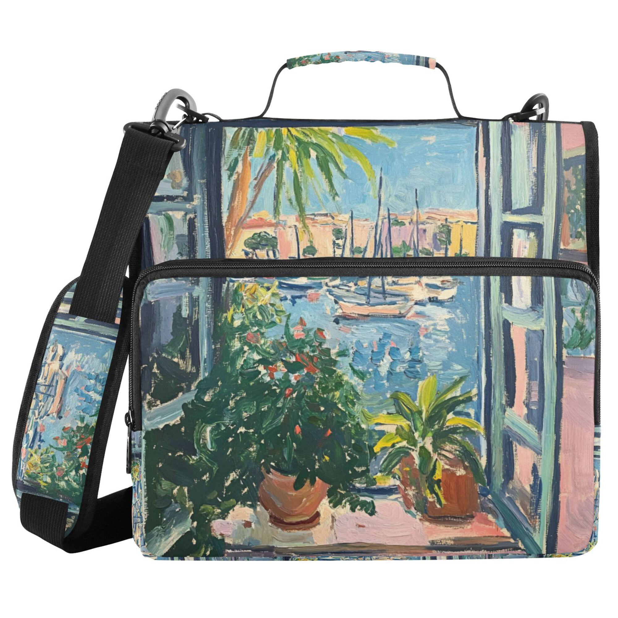 FORMRS Zipper Binder with Shoulder Strap 2-inch Ring 500 Sheet Capacity File Bag, Blue Sea Boat