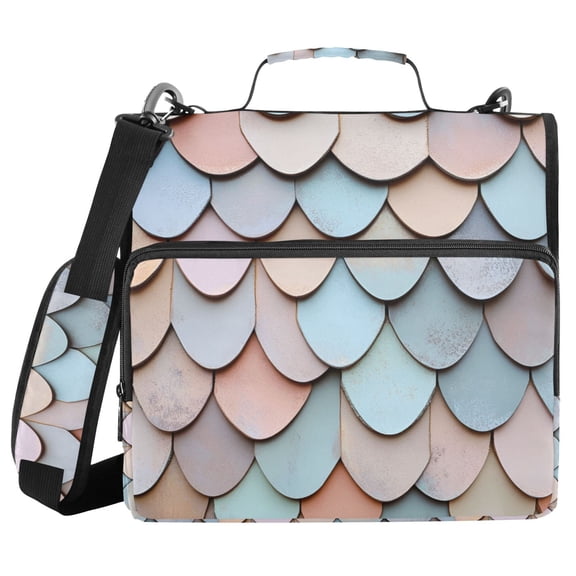 FORMRS Zipper Binder with Shoulder Strap 2-inch Ring 500 Sheet Capacity File Bag, Blue Shimmering Pattern