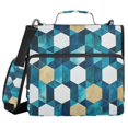 thumbnail image 1 of FORMRS Zipper Binder with Shoulder Strap 2-inch Ring 500 Sheet Capacity File Bag, Blue White Geometric Patterns, 1 of 5
