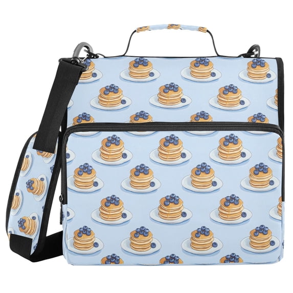 FORMRS Zipper Binder with Shoulder Strap 2-inch Ring 500 Sheet Capacity File Bag, Blueberry Pancake Pattern