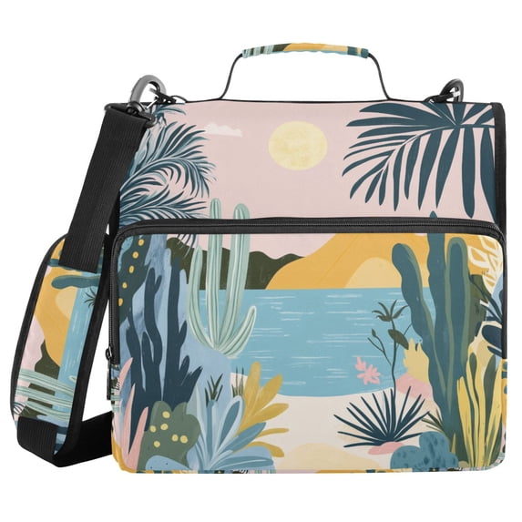 FORMRS Zipper Binder with Shoulder Strap 2-inch Ring 500 Sheet Capacity File Bag, Boho Style Sun