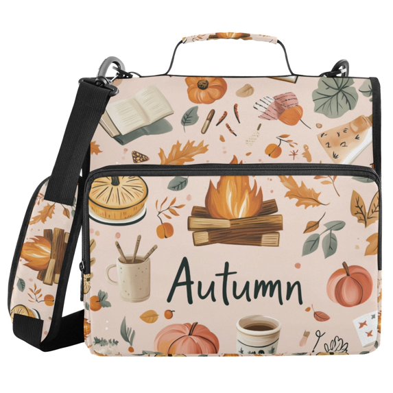 FORMRS Zipper Binder with Shoulder Strap 2-inch Ring 500 Sheet Capacity File Bag, Campfire Pattern