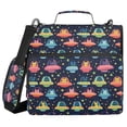 thumbnail image 1 of FORMRS Zipper Binder with Shoulder Strap 2-inch Ring 500 Sheet Capacity File Bag, Cartoon Space Cat, 1 of 5