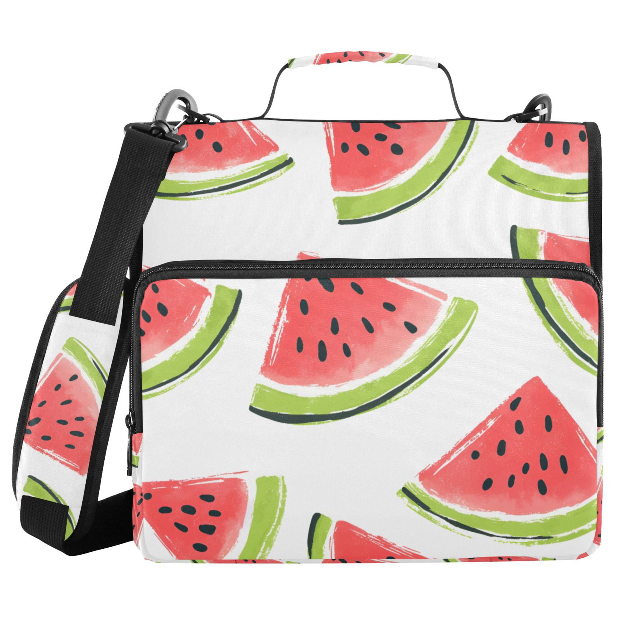 FORMRS Zipper Binder with Shoulder Strap 2-inch Ring 500 Sheet Capacity File Bag, Cartoon Watermelon