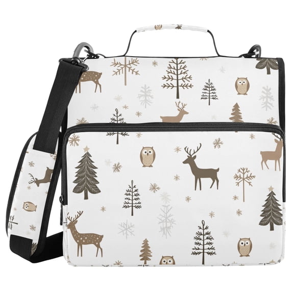 FORMRS Zipper Binder with Shoulder Strap 2-inch Ring 500 Sheet Capacity File Bag, Christmas Forest