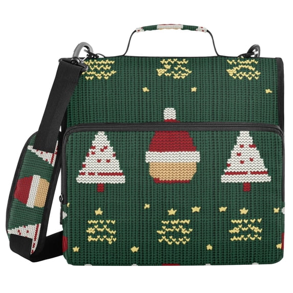 FORMRS Zipper Binder with Shoulder Strap 2-inch Ring 500 Sheet Capacity File Bag, Christmas Santa Hats