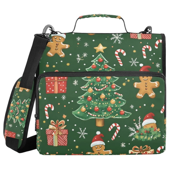 FORMRS Zipper Binder with Shoulder Strap 2-inch Ring 500 Sheet Capacity File Bag, Christmas Tree