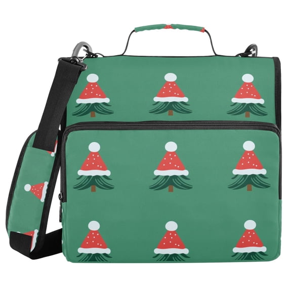 FORMRS Zipper Binder with Shoulder Strap 2-inch Ring 500 Sheet Capacity File Bag, Christmas Trees