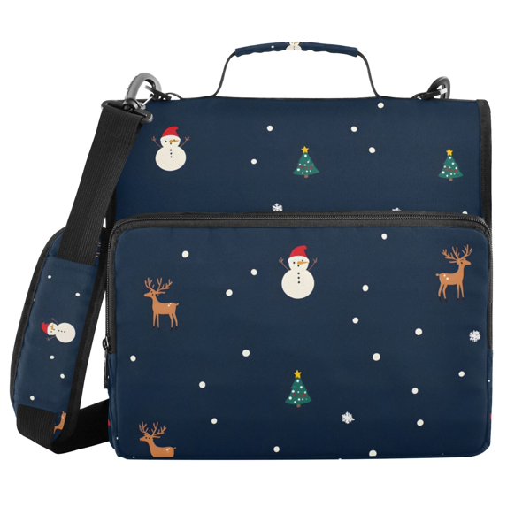 FORMRS Zipper Binder with Shoulder Strap 2-inch Ring 500 Sheet Capacity File Bag, Christmas Whimsy