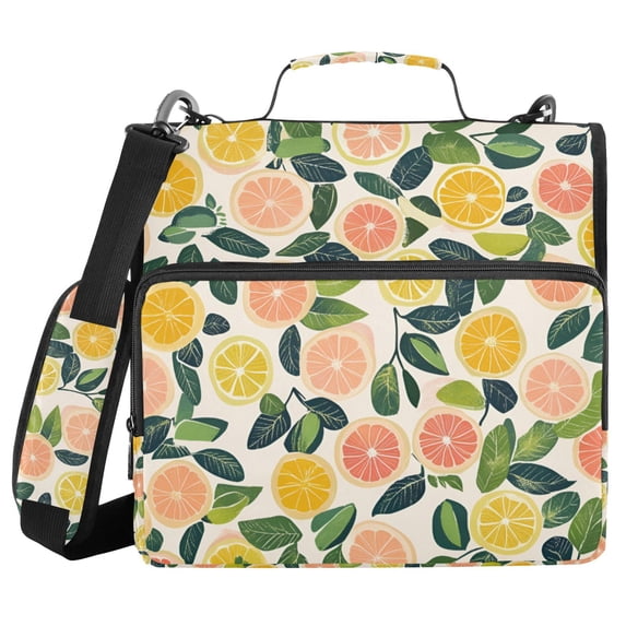 FORMRS Zipper Binder with Shoulder Strap 2-inch Ring 500 Sheet Capacity File Bag, Citrus Fruits