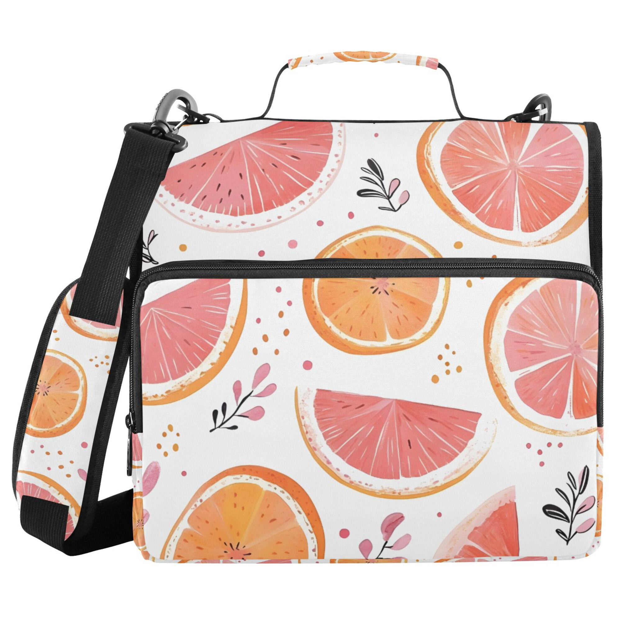 FORMRS Zipper Binder with Shoulder Strap 2-inch Ring 500 Sheet Capacity File Bag, Citrus Slice