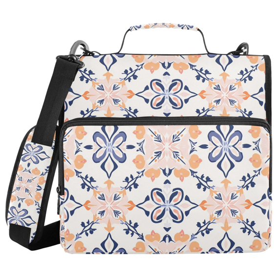FORMRS Zipper Binder with Shoulder Strap 2-inch Ring 500 Sheet Capacity File Bag, Colorful Abstract Pattern