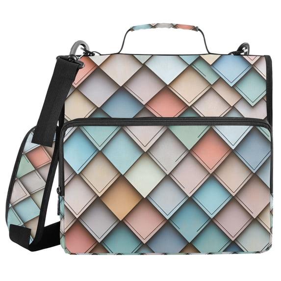 FORMRS Zipper Binder with Shoulder Strap 2-inch Ring 500 Sheet Capacity File Bag, Colorful Art Pattern