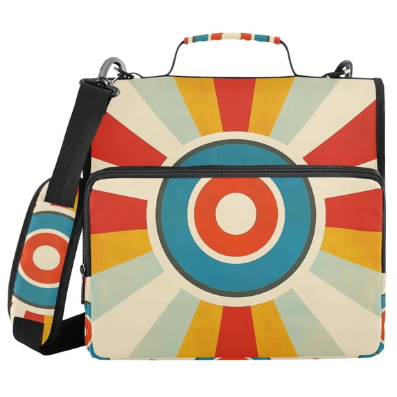 FORMRS Zipper Binder with Shoulder Strap 2-inch Ring 500 Sheet Capacity File Bag, Colorful Circles
