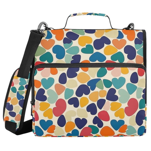 FORMRS Zipper Binder with Shoulder Strap 2-inch Ring 500 Sheet Capacity File Bag, Colorful Clover Pattern