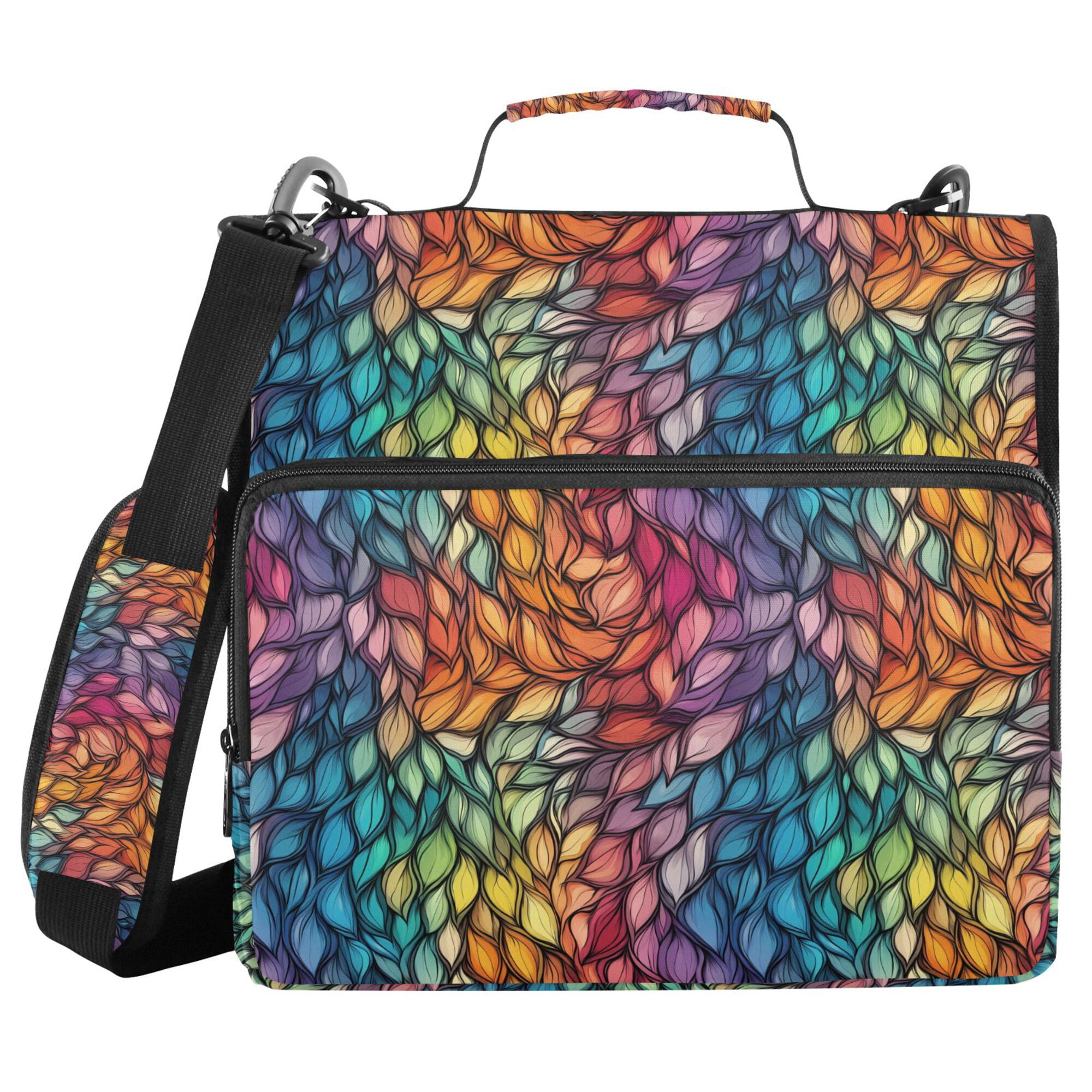 FORMRS Zipper Binder with Shoulder Strap 2-inch Ring 500 Sheet Capacity File Bag, Colorful Dragon Scales Pattern