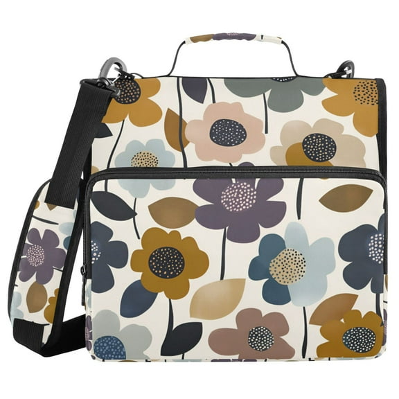 FORMRS Zipper Binder with Shoulder Strap 1.5-inch Ring 500 Sheet Capacity File Bag, Colorful Floral