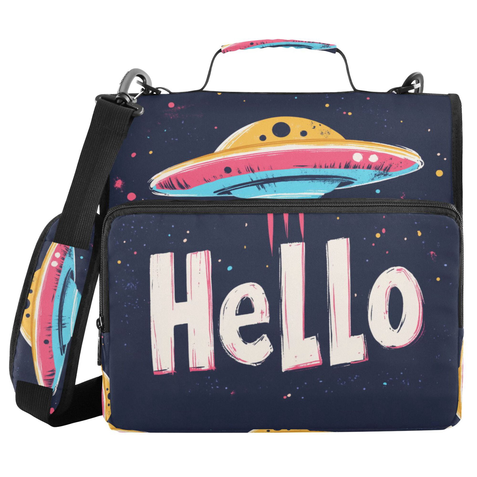 FORMRS Zipper Binder with Shoulder Strap 2-inch Ring 500 Sheet Capacity File Bag, Colorful UFO