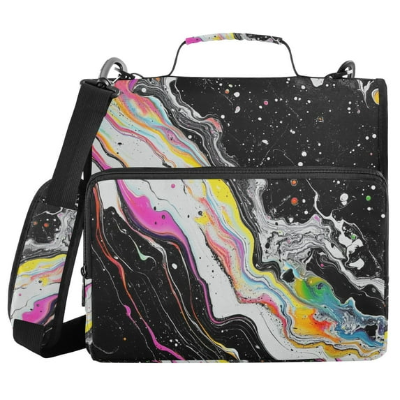 FORMRS Zipper Binder with Shoulder Strap 1.5-inch Ring 500 Sheet Capacity File Bag, Colorful White