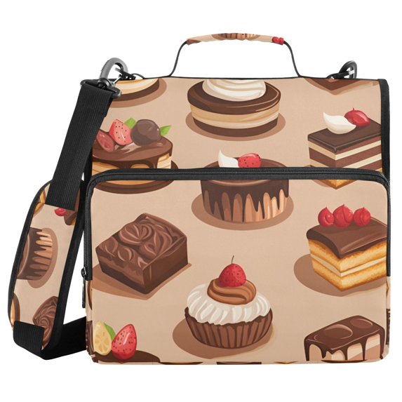 FORMRS Zipper Binder with Shoulder Strap 2-inch Ring 500 Sheet Capacity File Bag, Creamy Cake