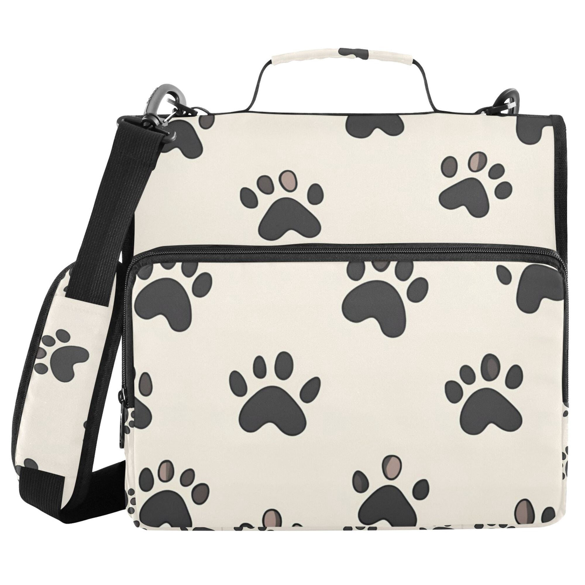 FORMRS Zipper Binder with Shoulder Strap 2-inch Ring 500 Sheet Capacity File Bag, Cute Cat Paw