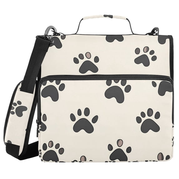 FORMRS Zipper Binder with Shoulder Strap 2-inch Ring 500 Sheet Capacity File Bag, Cute Cat Paw