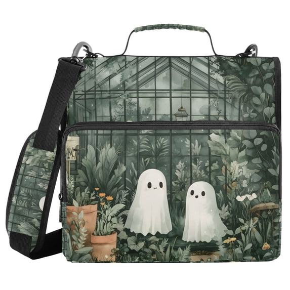 FORMRS Zipper Binder with Shoulder Strap 2-inch Ring 500 Sheet Capacity File Bag, Cute Ghosts Playing