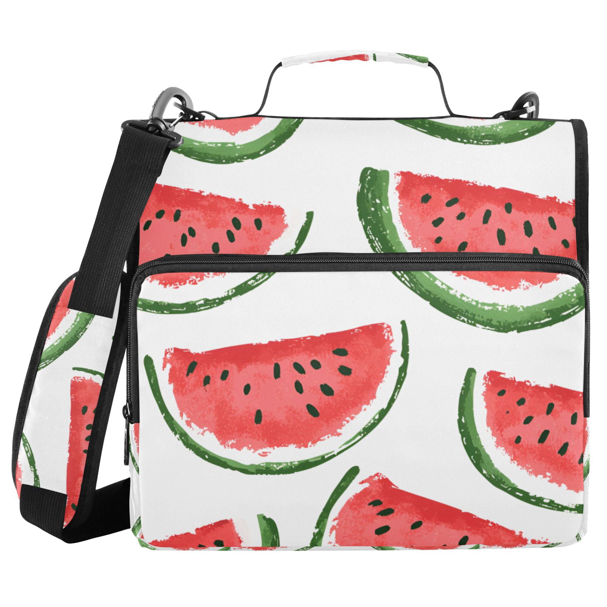 FORMRS Zipper Binder with Shoulder Strap 2-inch Ring 500 Sheet Capacity File Bag, Cute Watermelon