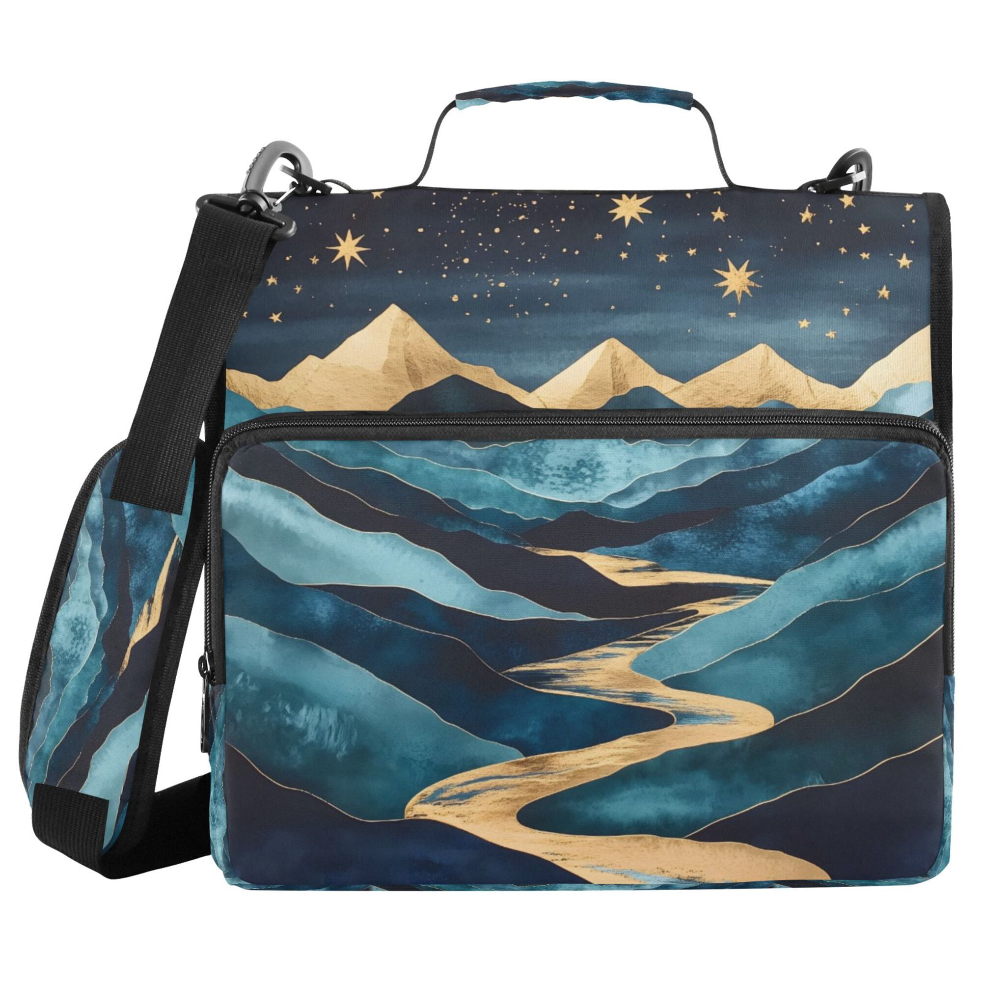 FORMRS Zipper Binder with Shoulder Strap 2-inch Ring 500 Sheet Capacity File Bag, Dark Mountains
