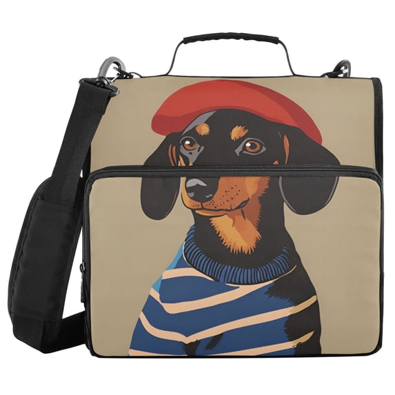 FORMRS Zipper Binder with Shoulder Strap 2-inch Ring 500 Sheet Capacity File Bag, Dog Artist