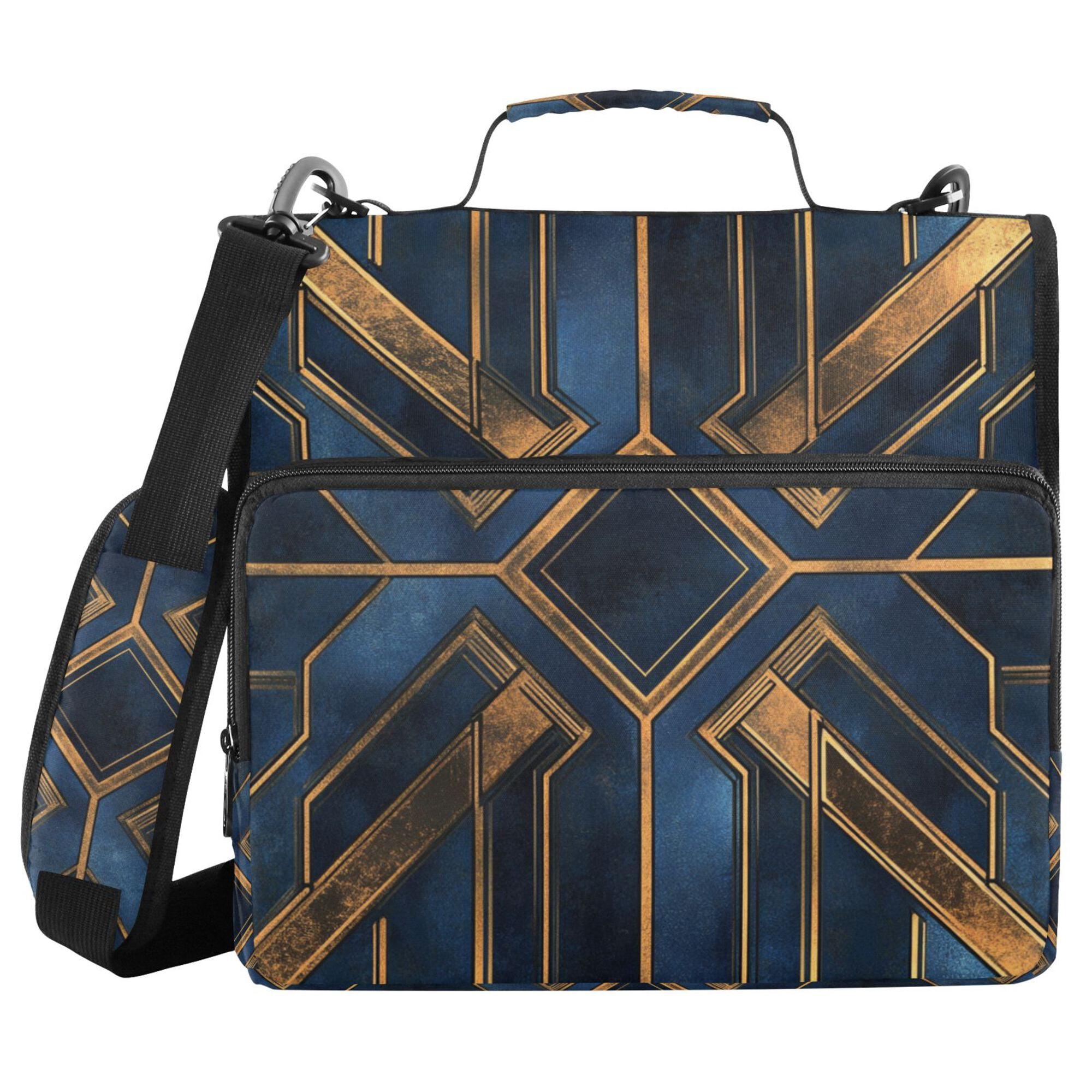 FORMRS Zipper Binder with Shoulder Strap 2-inch Ring 500 Sheet Capacity File Bag, Elegant Geometric Pattern
