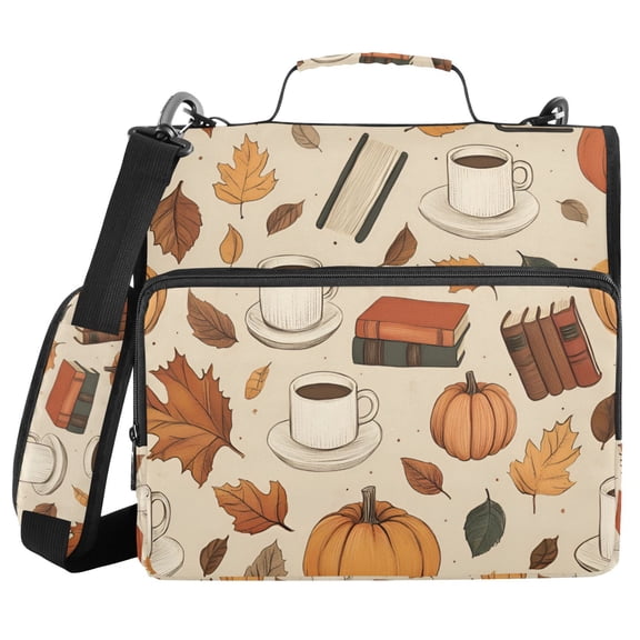 FORMRS Zipper Binder with Shoulder Strap 1.5-inch Ring 500 Sheet Capacity File Bag, Fall Book