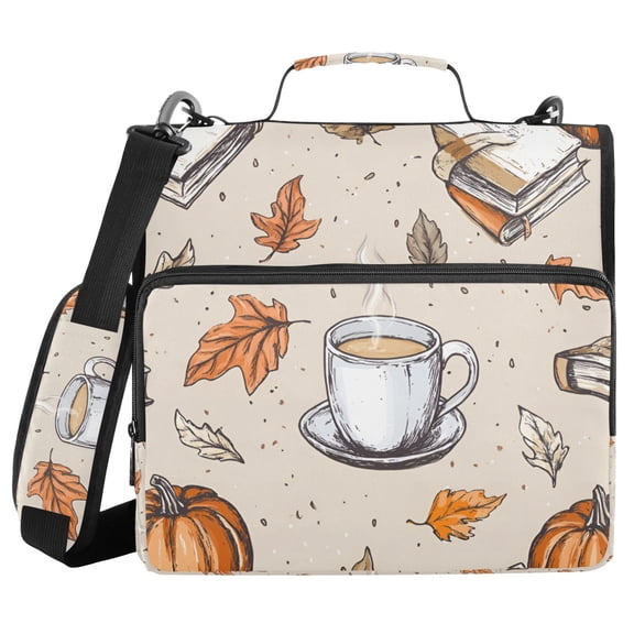 FORMRS Zipper Binder with Shoulder Strap 2-inch Ring 500 Sheet Capacity File Bag, Fall Coffee