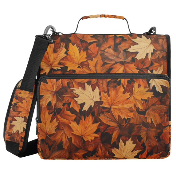 FORMRS Zipper Binder with Shoulder Strap 2-inch Ring 500 Sheet Capacity File Bag, Fall Pattern