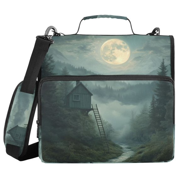 FORMRS Zipper Binder with Shoulder Strap 2-inch Ring 500 Sheet Capacity File Bag, Forest House