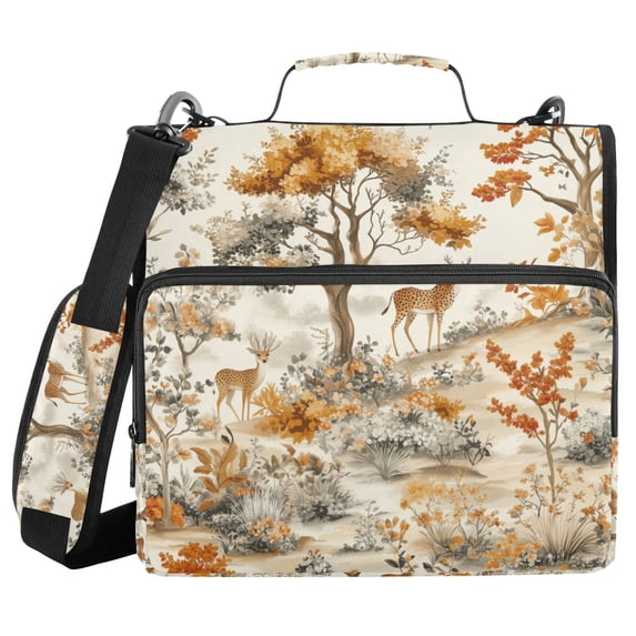 FORMRS Zipper Binder with Shoulder Strap 2-inch Ring 500 Sheet Capacity File Bag, Forest Pattern