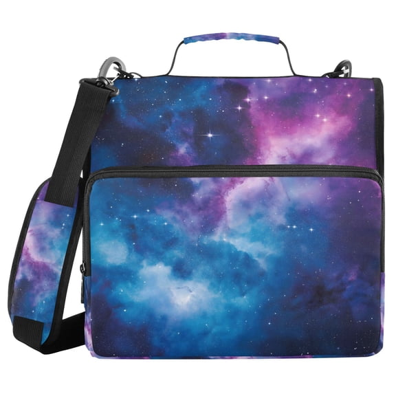 FORMRS Zipper Binder with Shoulder Strap 2-inch Ring 500 Sheet Capacity File Bag, Galaxy Pattern