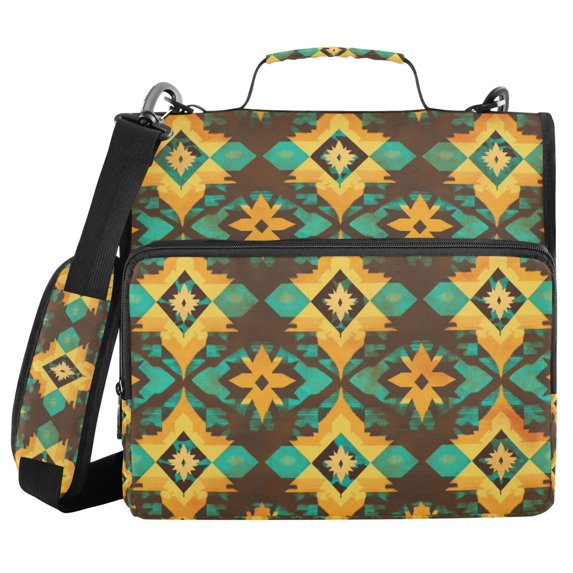 FORMRS Zipper Binder with Shoulder Strap 2-inch Ring 500 Sheet Capacity File Bag, Geometric Patterns