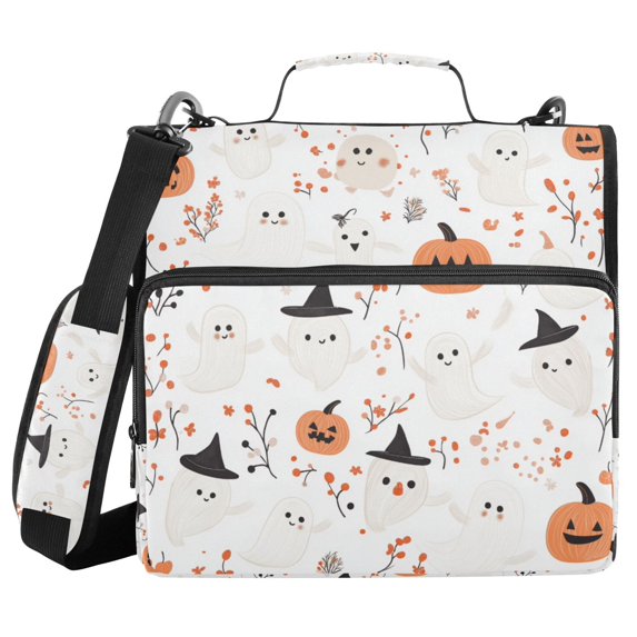 FORMRS Zipper Binder with Shoulder Strap 2-inch Ring 500 Sheet Capacity File Bag, Ghost Design