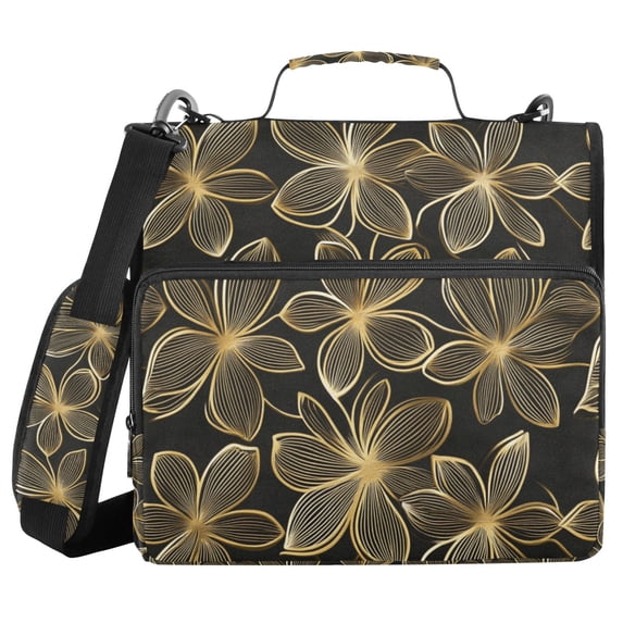 FORMRS Zipper Binder with Shoulder Strap 2-inch Ring 500 Sheet Capacity File Bag, Golden Elegance