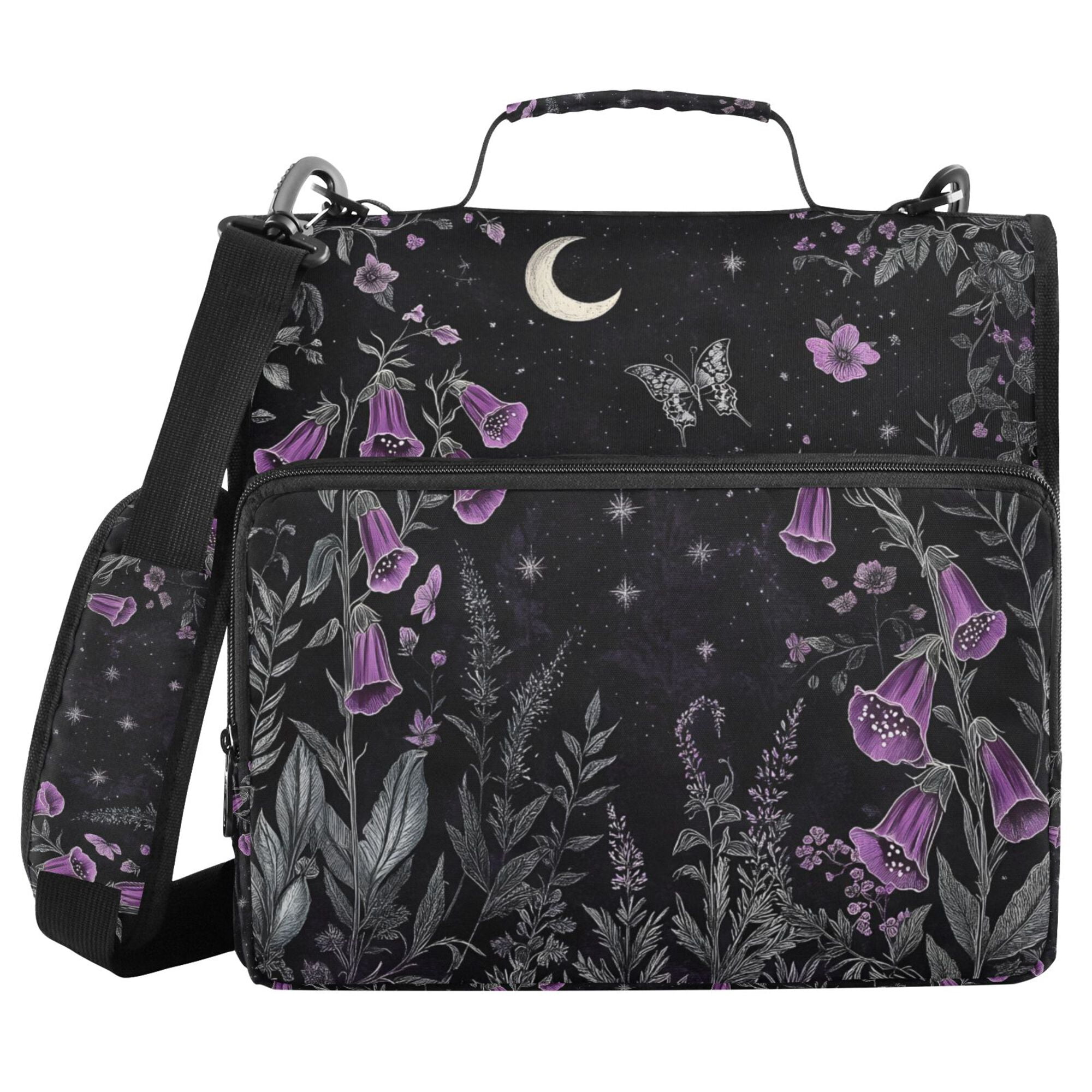 FORMRS Zipper Binder with Shoulder Strap 2-inch Ring 500 Sheet Capacity File Bag, Gothic Floral Print
