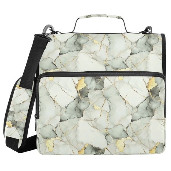 FORMRS Zipper Binder with Shoulder Strap 2-inch Ring 500 Sheet Capacity File Bag, Gray Marble Pattern