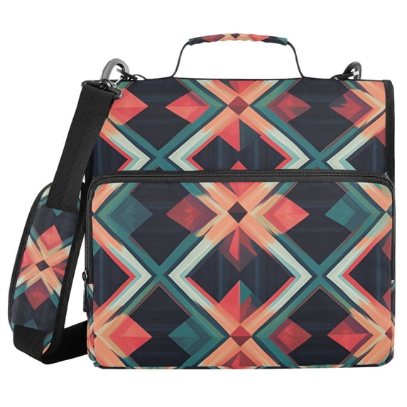 FORMRS Zipper Binder with Shoulder Strap 2-inch Ring 500 Sheet Capacity File Bag, Green Abstract