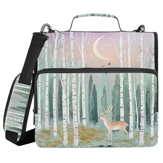 FORMRS Zipper Binder with Shoulder Strap 2-inch Ring 500 Sheet Capacity File Bag, Green Deer
