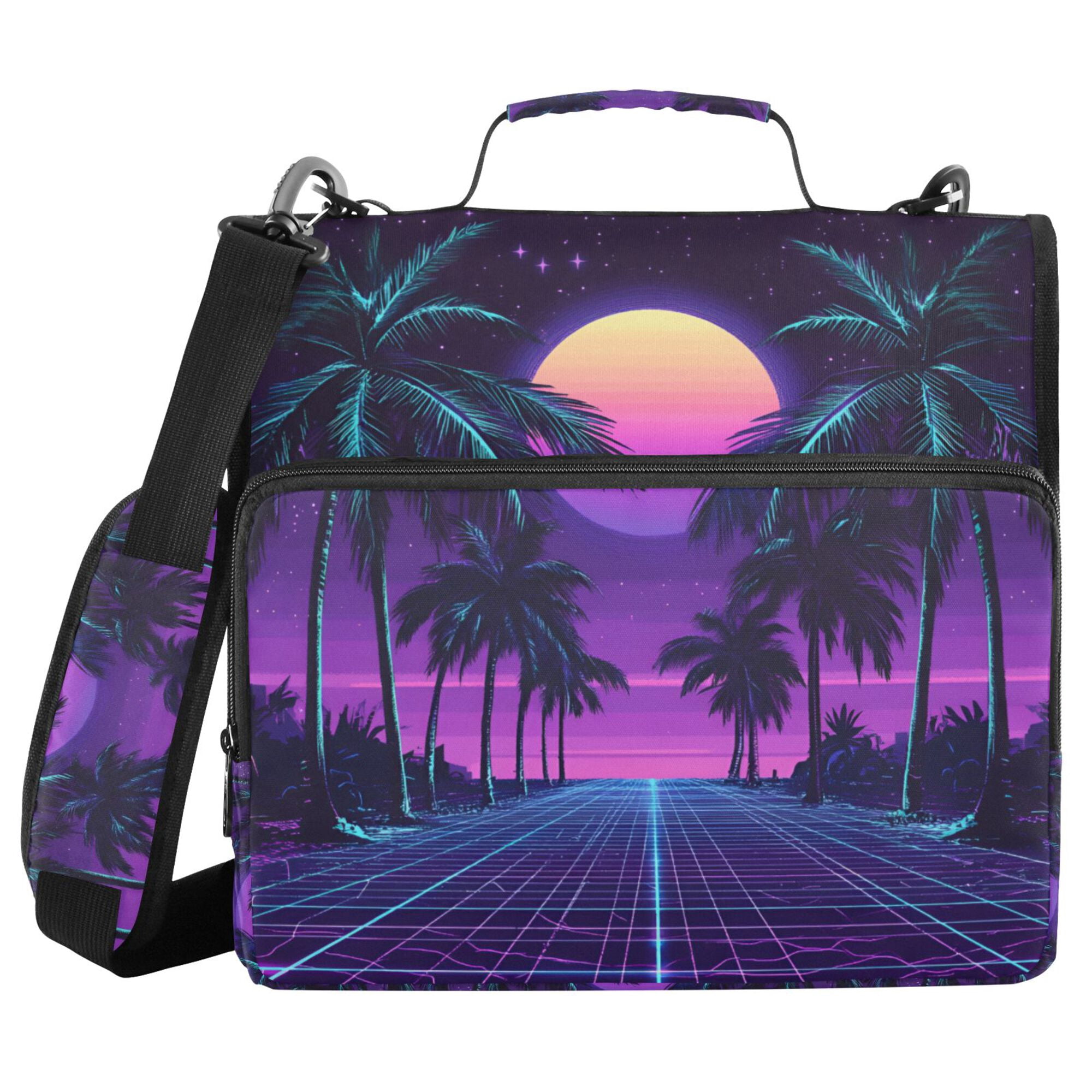 FORMRS Zipper Binder with Shoulder Strap 2-inch Ring 500 Sheet Capacity File Bag, Green Digital Art