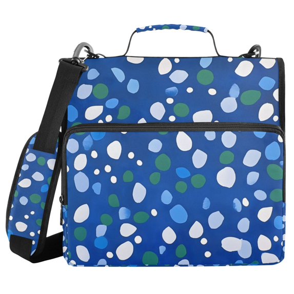 FORMRS Zipper Binder with Shoulder Strap 2-inch Ring 500 Sheet Capacity File Bag, Green Dots