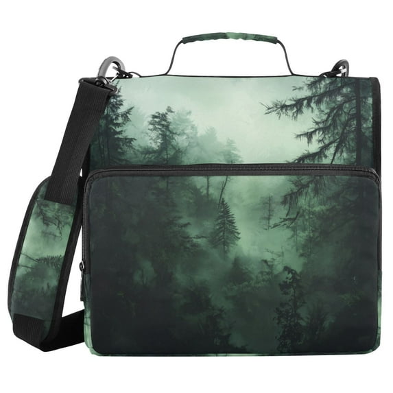 FORMRS Zipper Binder with Shoulder Strap 1.5-inch Ring 500 Sheet Capacity File Bag, Green Forest